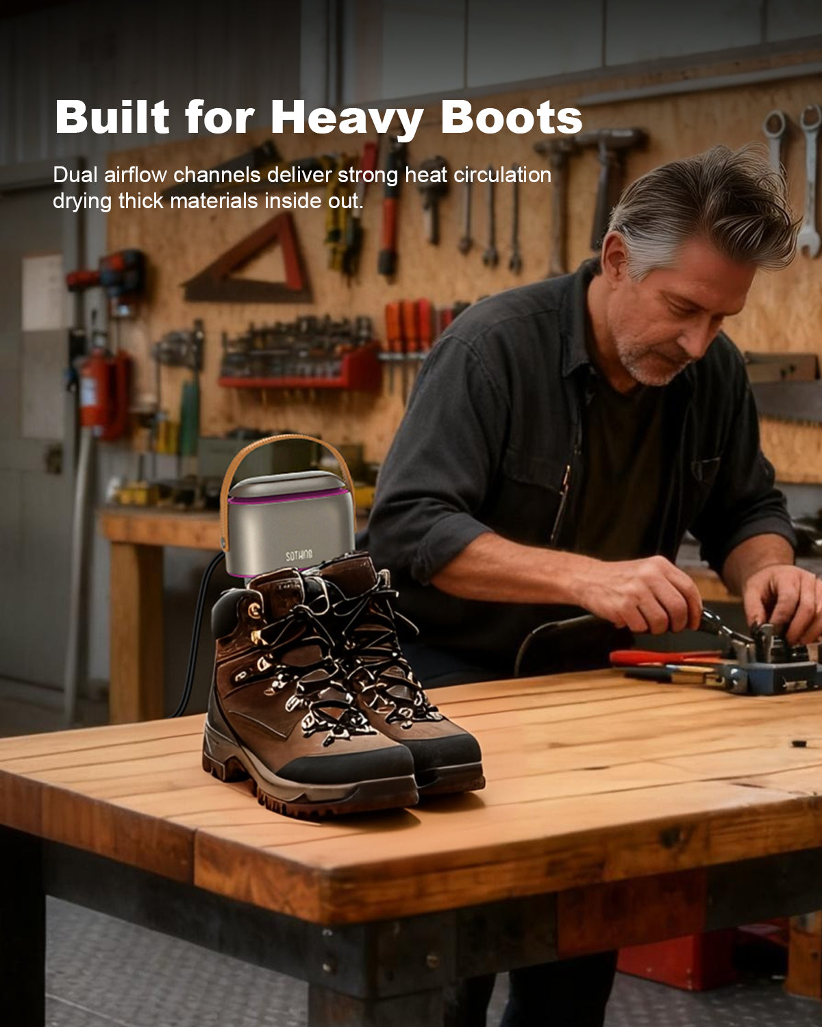 Original Rose edition workshop scene with the complete footwear and dryer visible