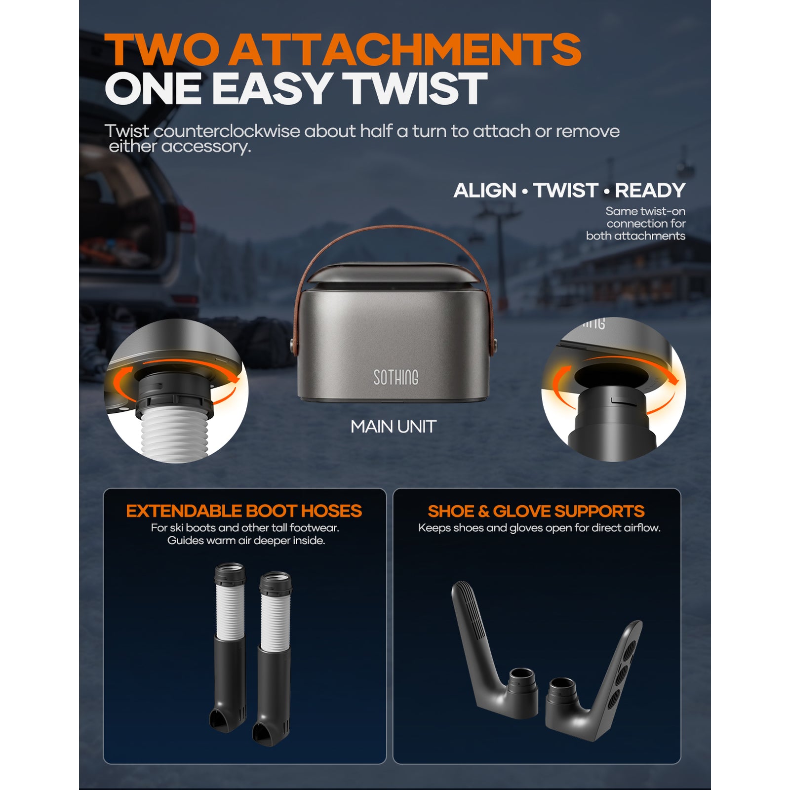 Ultra Ski Kit with interchangeable boot tubes and short drying supports